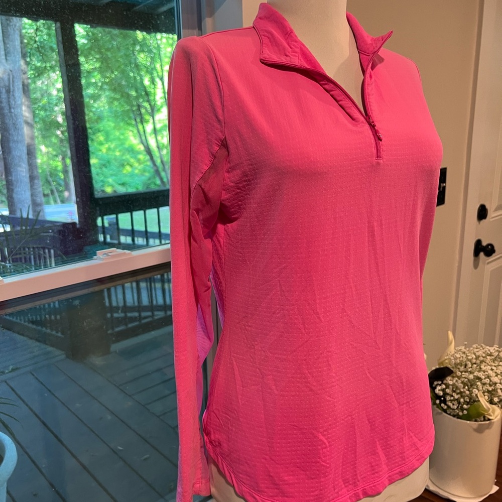 IBKUL Black and Pink Fitted Polo Long Sleeve Tee